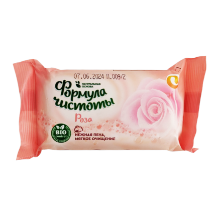Мыло Формула Чистоты Роза, ЕЖК, Россия, 150гр (флоупак)